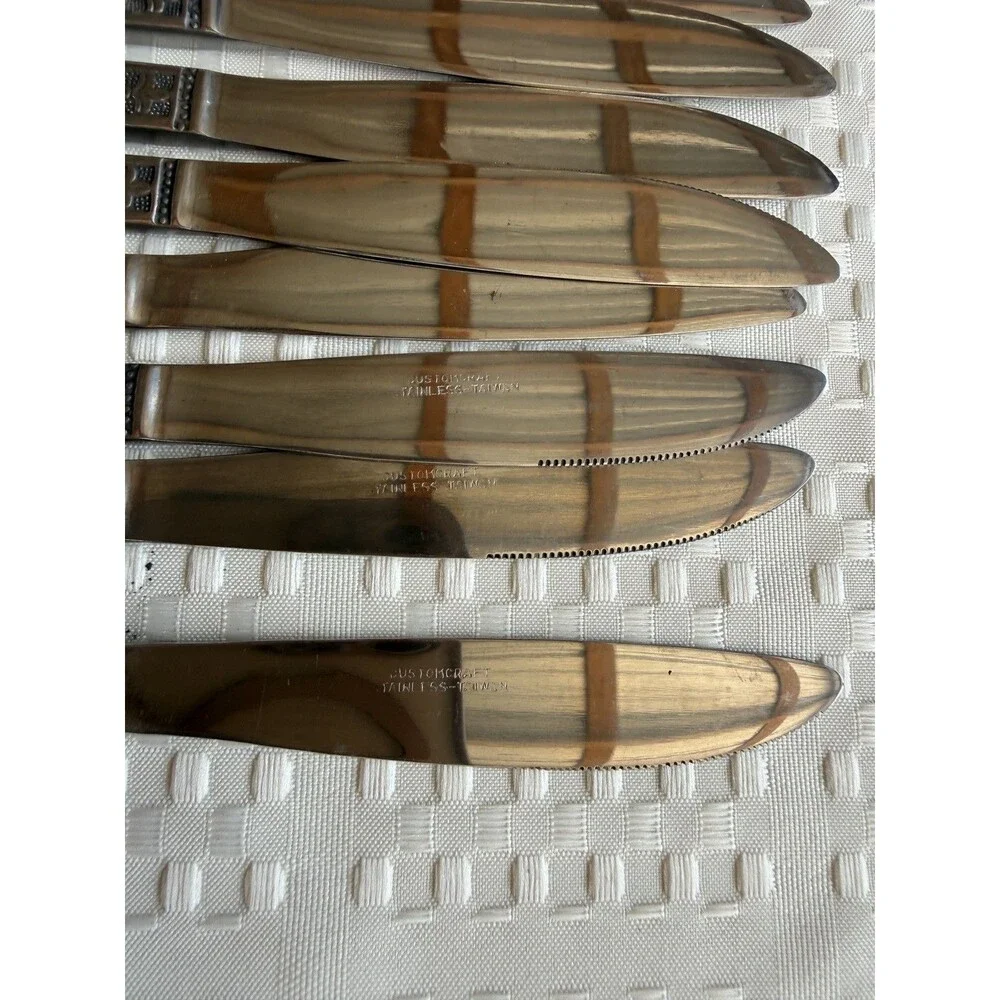 104 Pc Customcraft Taiwan Stainless Flatware Silverware Lot MCM Floral Scroll